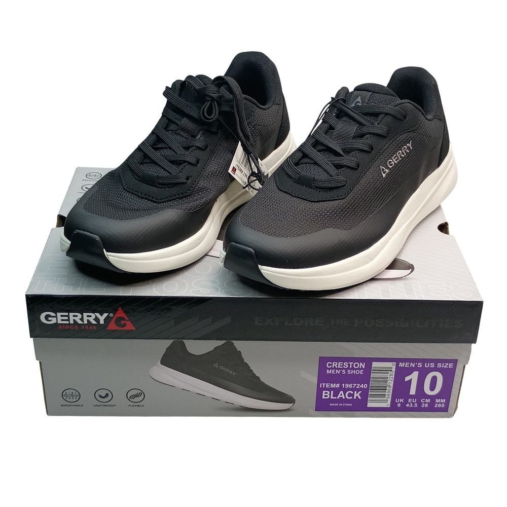 Gerry Creston Walking Shoes Men Size 10 Black Breathable Lightweight Sneaker